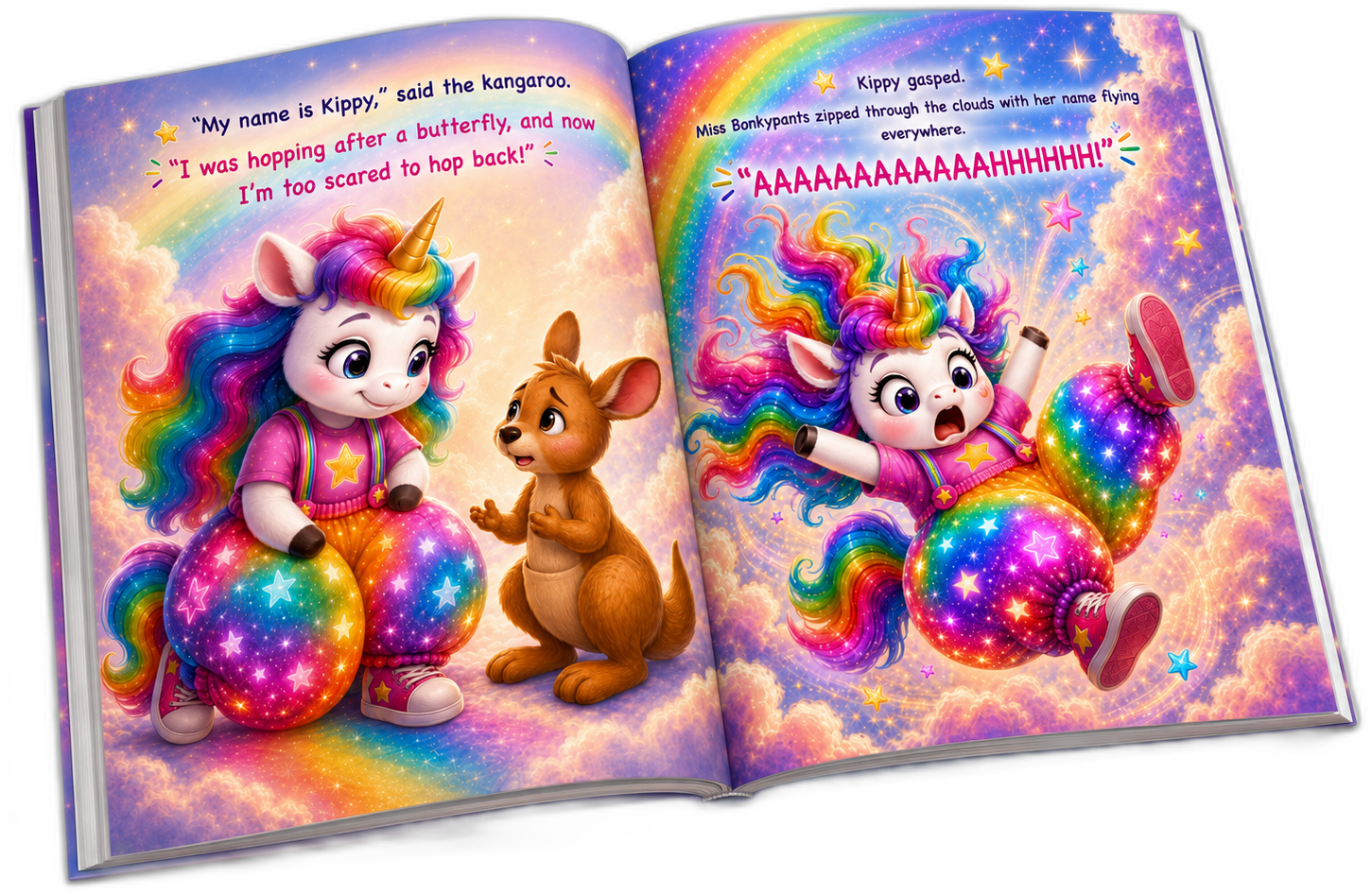 An open book spread from Miss Bonkypants