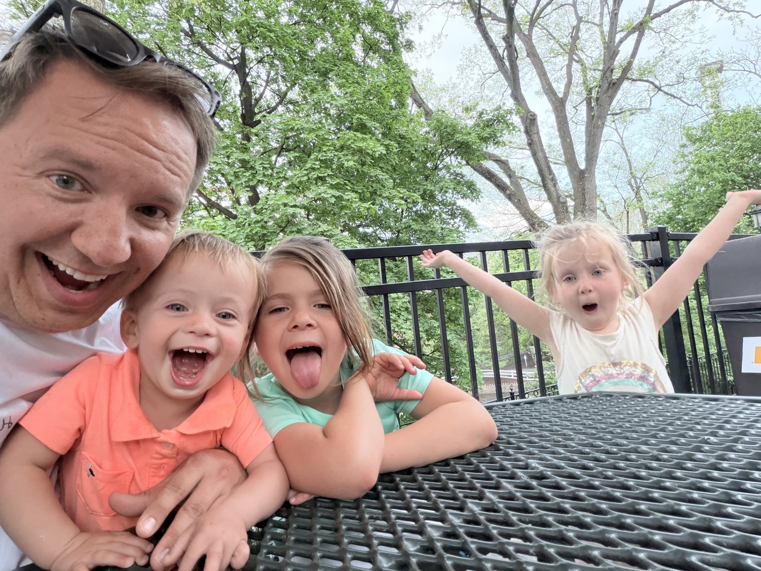 Trevor Robinson with Maddie, Charlotte, and Oliver